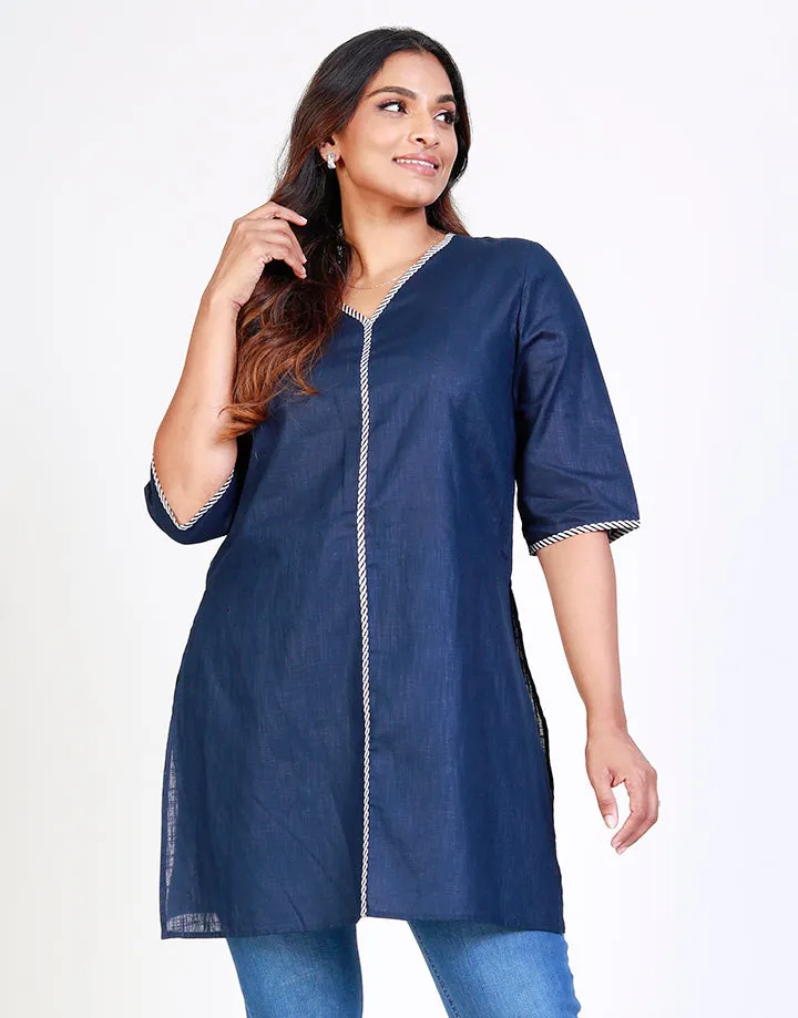 ¾ Sleeves Kurtha with Contrasting Piping