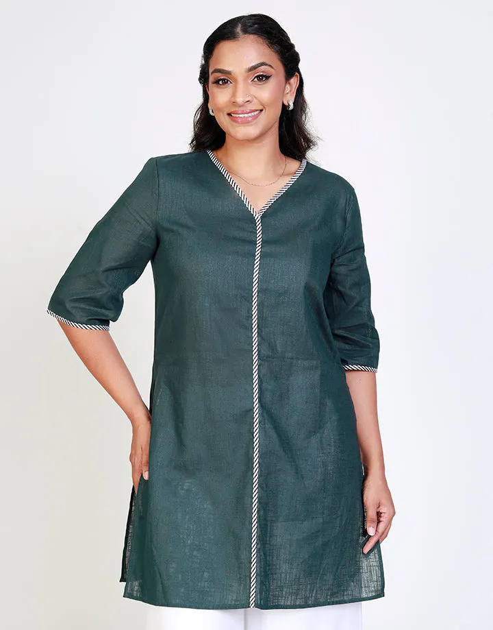 ¾ Sleeves Kurtha with Contrasting Piping