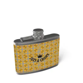 #174 JAXS N CROWN DESIGNER FLASK gold and gray print