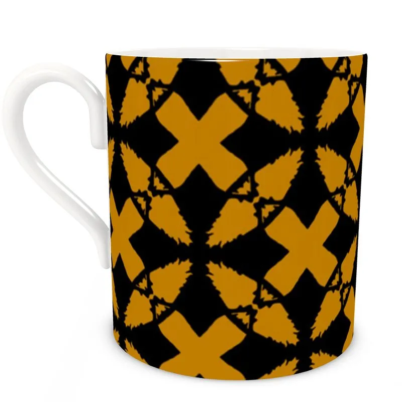 #180 JAXS N CROWN CHINA CUP gold/blk pattern
