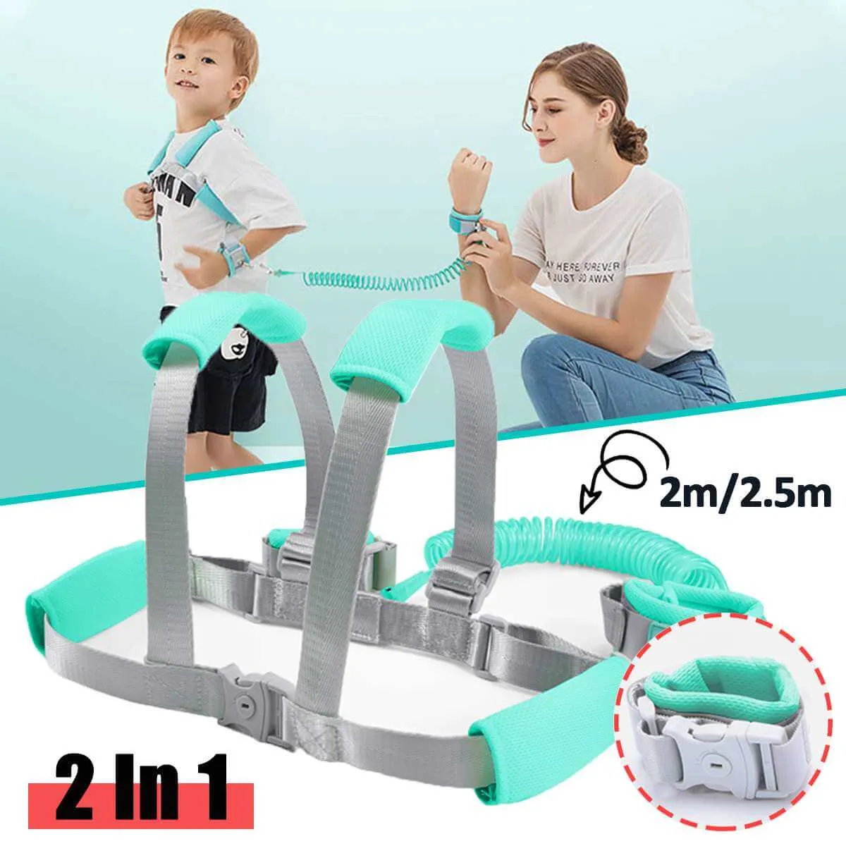 2 in 1: Toddler harness   Anti-slip wrist strap