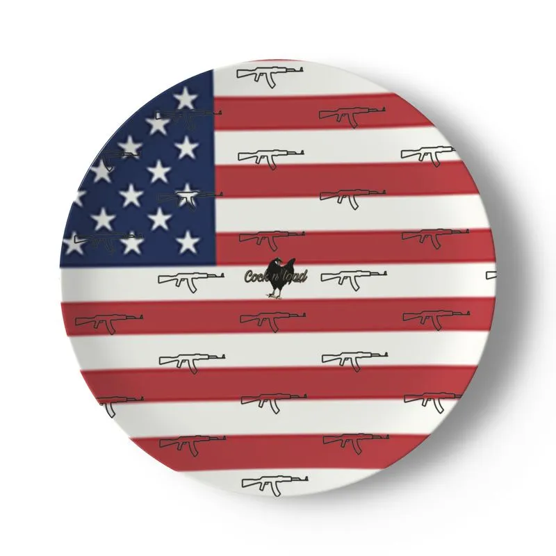 #411 cocknload china plate usa print