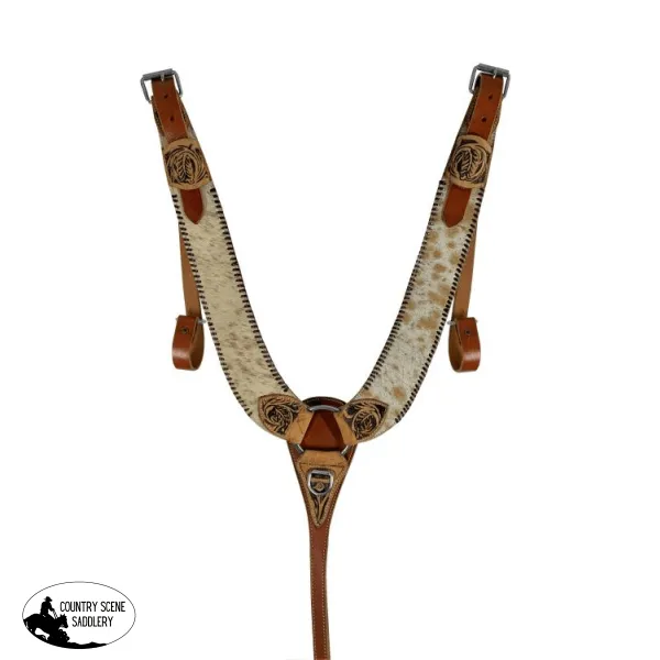 8077 Showman ® Leather hair on cowhide pulling collar.