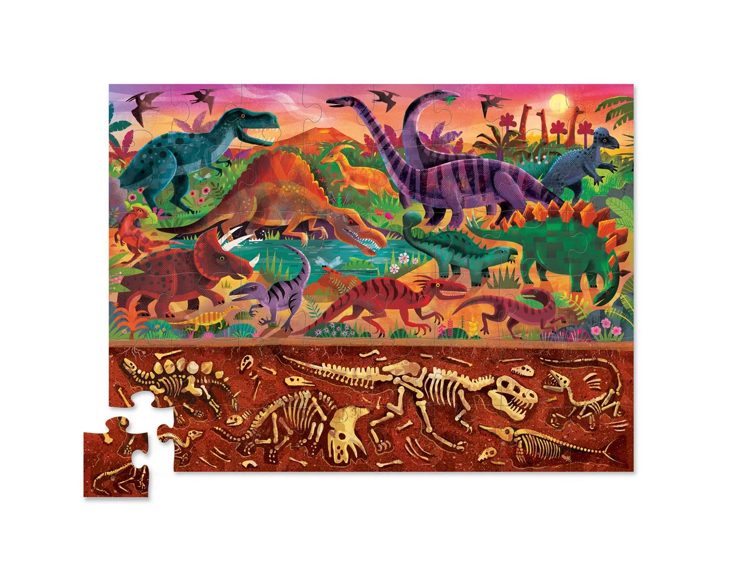 Above & Below Puzzle 48 Piece - Dinosaur World
