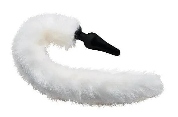 Anal Plug and Ears Set White Fox Tail