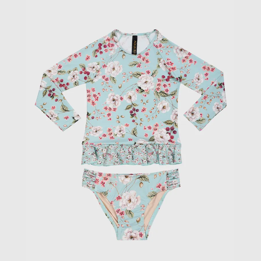 Aqua Blu Jr Long Sleeve Rash Vest Set AG2129PR - Primrose Multi