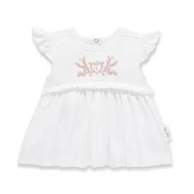 Aster and Oak Embroidered Ruffle Top