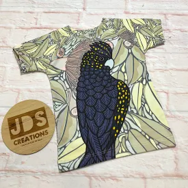 Aussie Animal short sleeve tee - Size Small (12m-3y) - Black Cocky