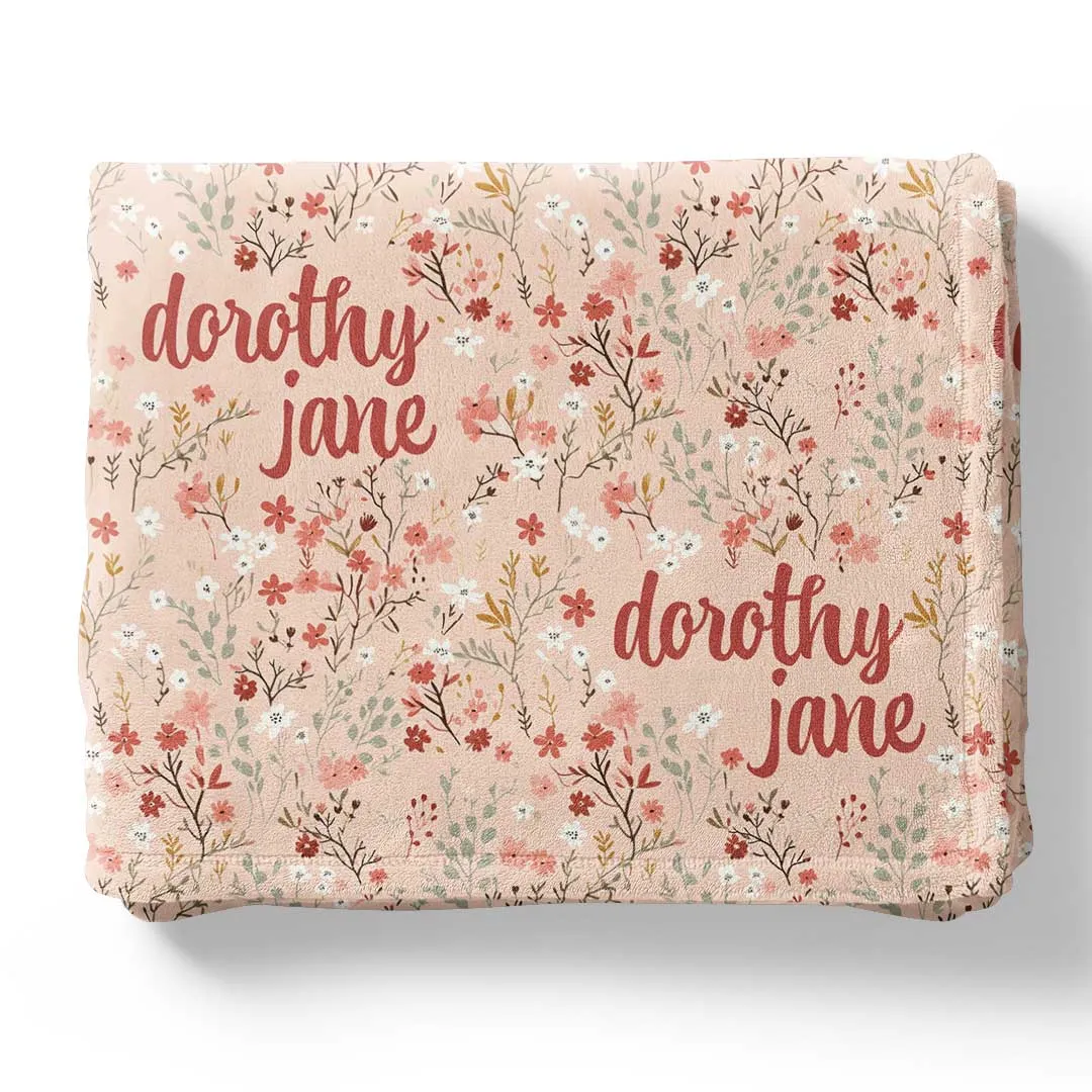 Autumn Blooms Personalized Kids Blanket