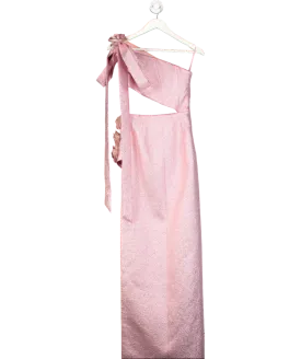 Azzi & Osta Pink Couture Floral Applique Metallic Gown UK S