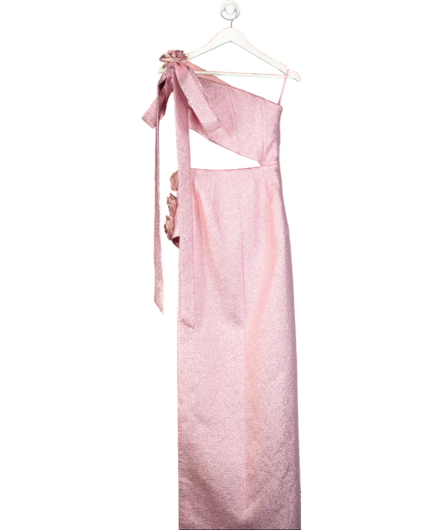Azzi & Osta Pink Couture Floral Applique Metallic Gown UK S