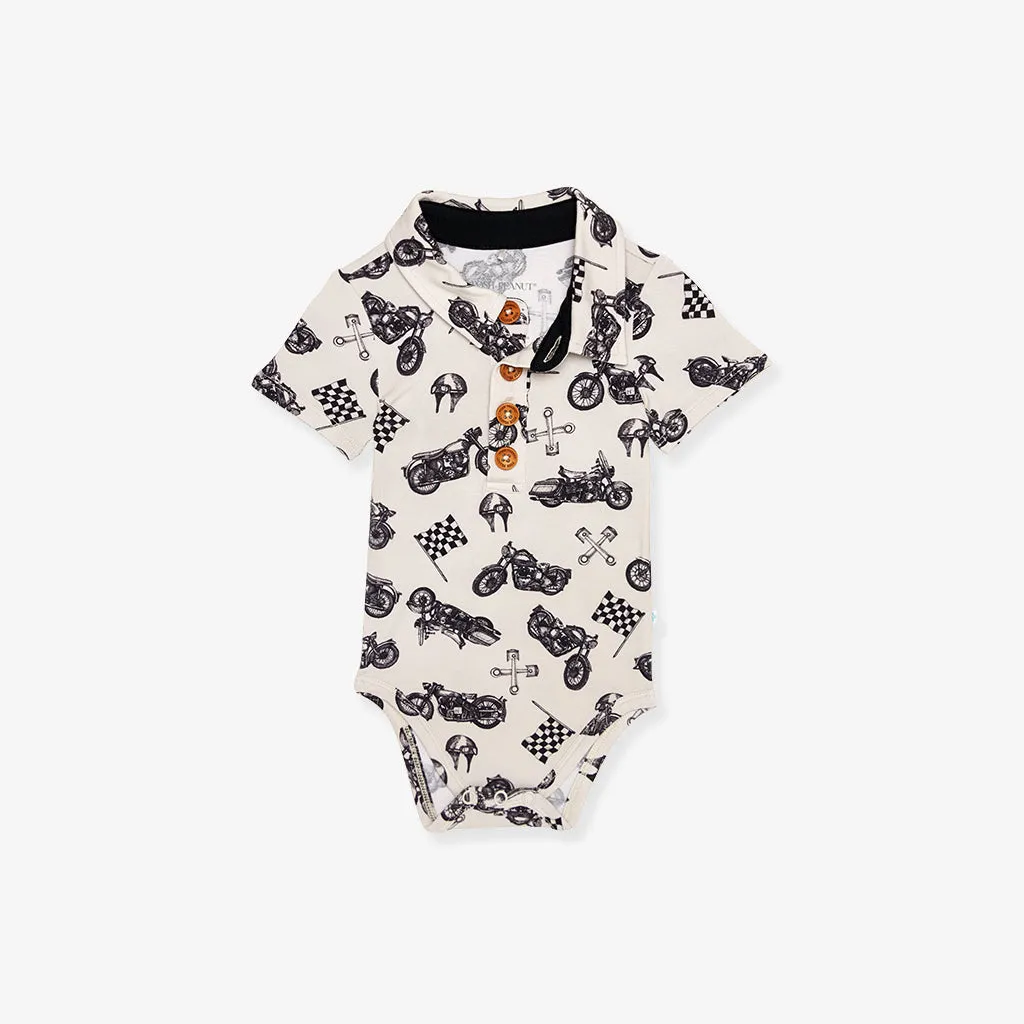 Baker Short Sleeve Collared Henley Bodysuit