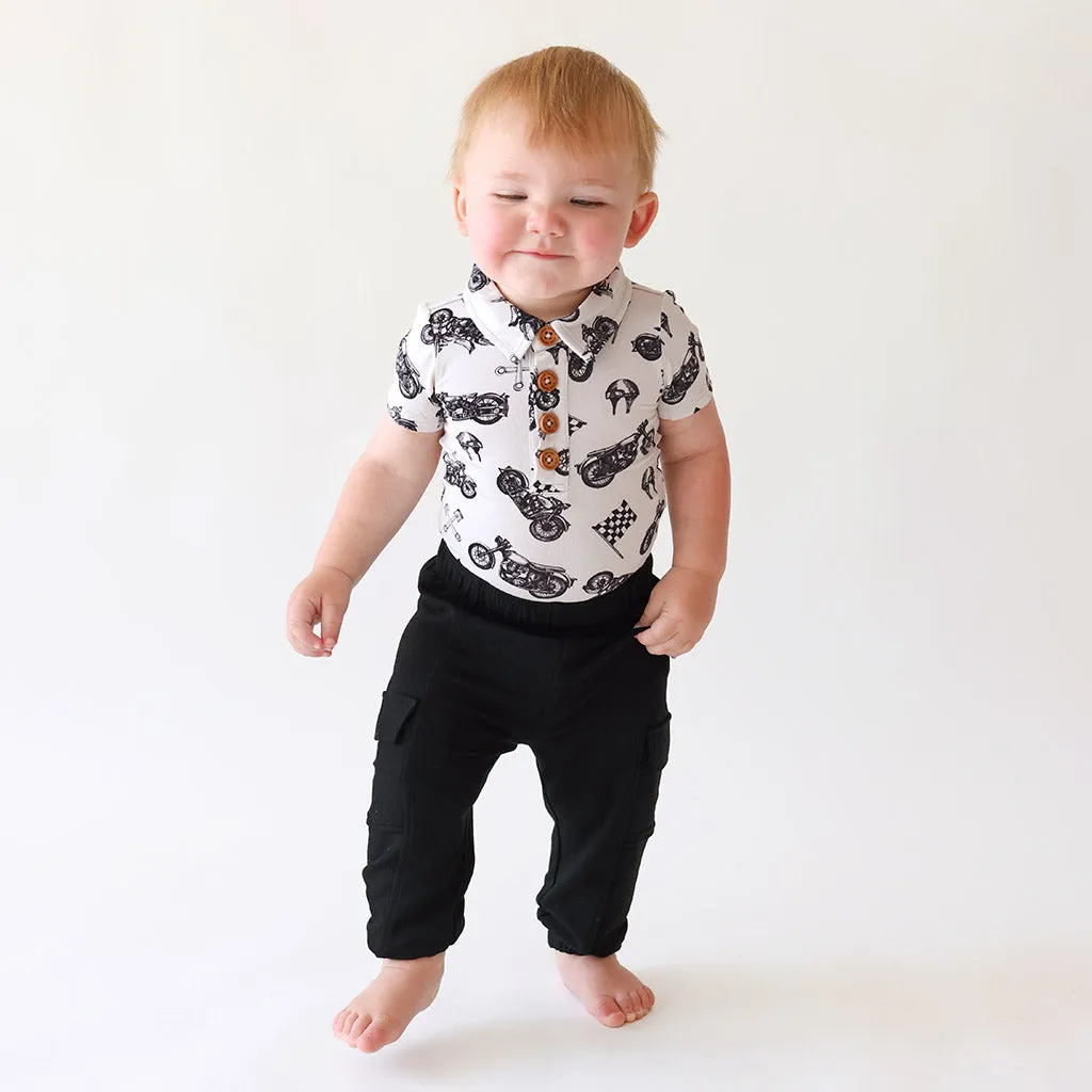 Baker Short Sleeve Collared Henley Bodysuit