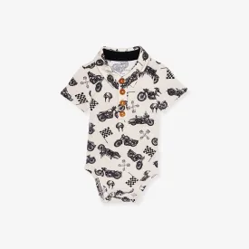 Baker Short Sleeve Collared Henley Bodysuit