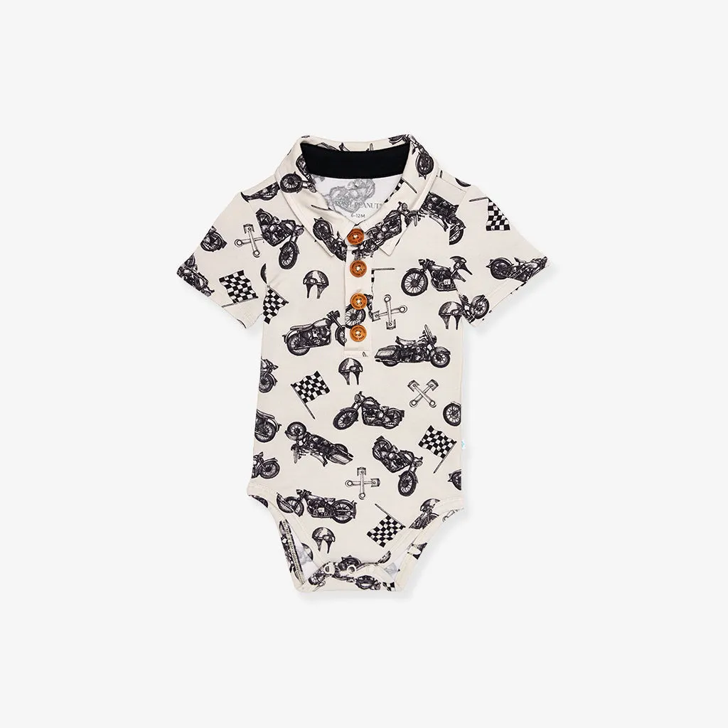 Baker Short Sleeve Collared Henley Bodysuit