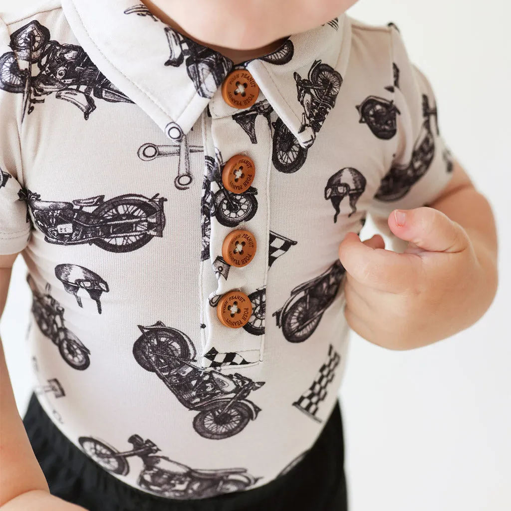 Baker Short Sleeve Collared Henley Bodysuit