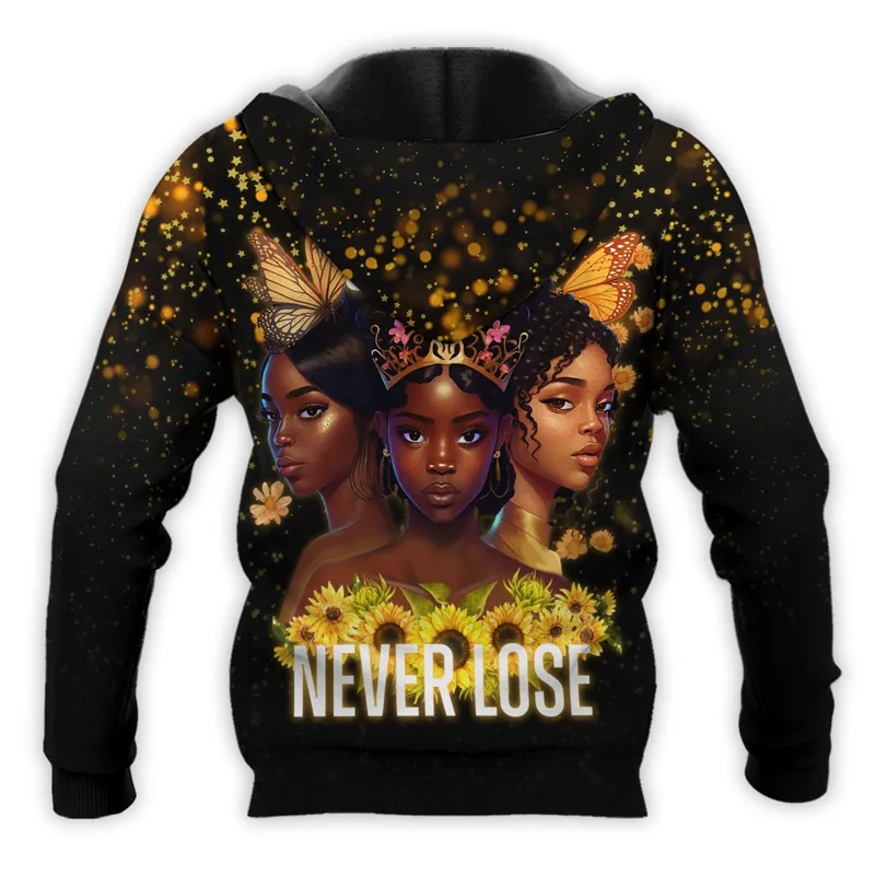 Beauty And Power Black Queens Never Lose Hoodie & Zip Hoodie