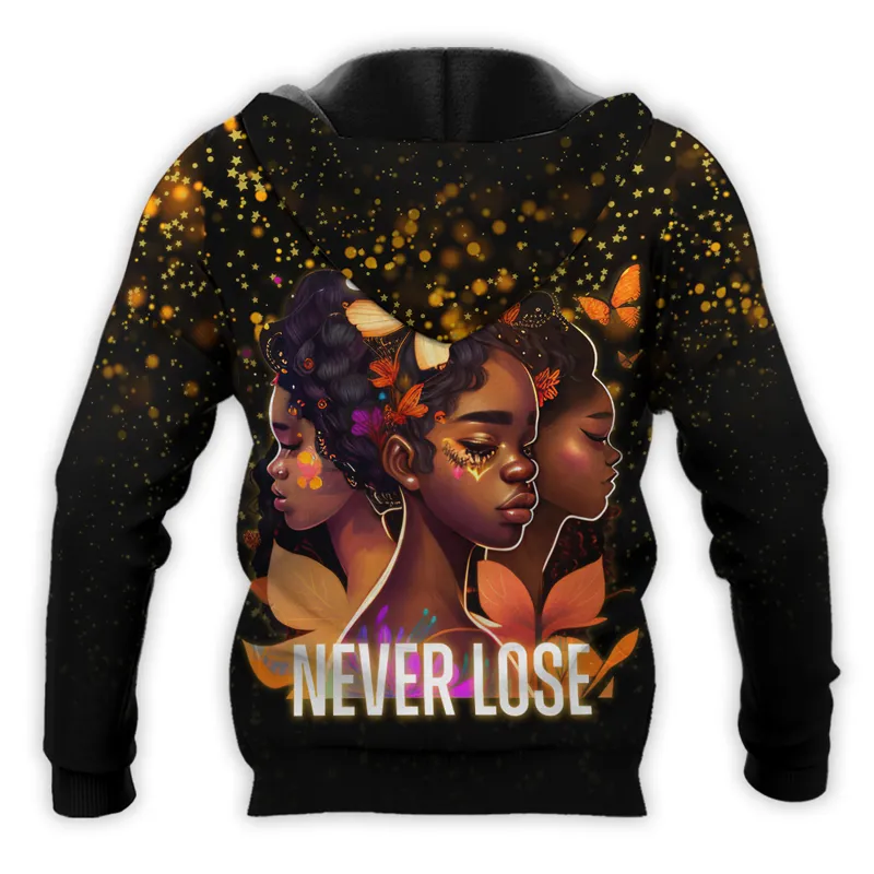 Beauty And Power Black Queens Never Lose Hoodie & Zip Hoodie