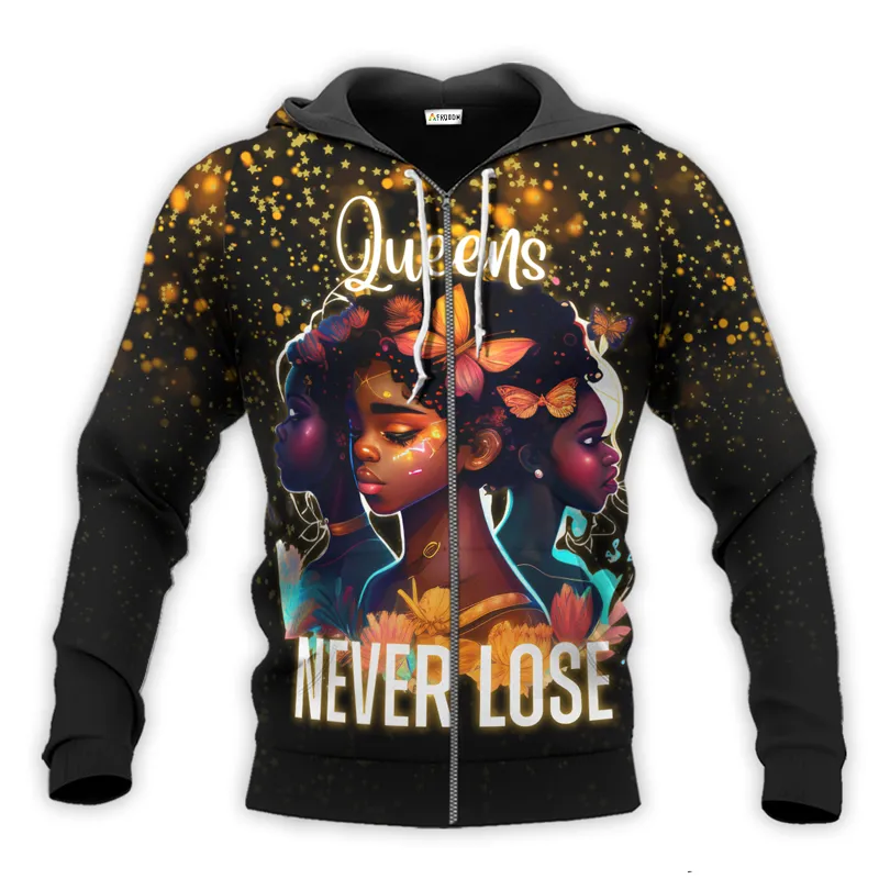 Beauty And Power Black Queens Never Lose Hoodie & Zip Hoodie