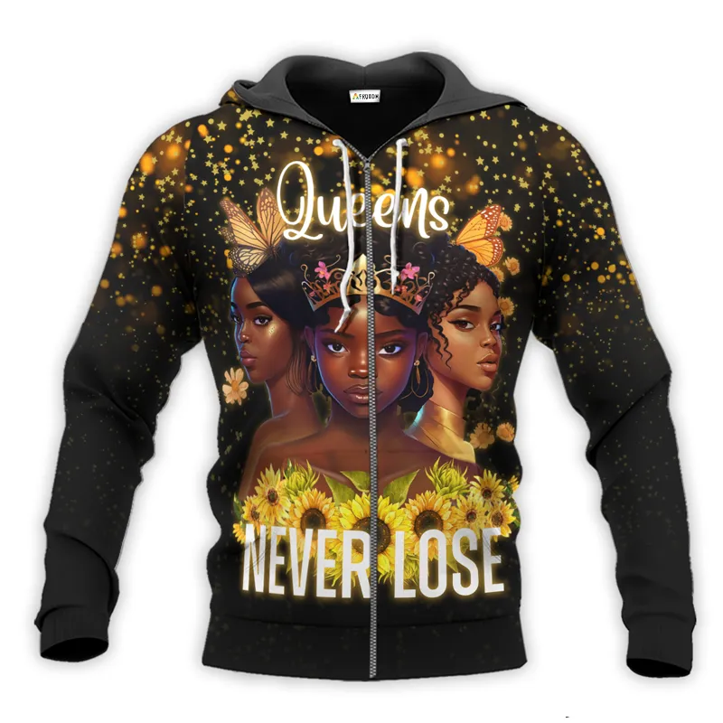 Beauty And Power Black Queens Never Lose Hoodie & Zip Hoodie