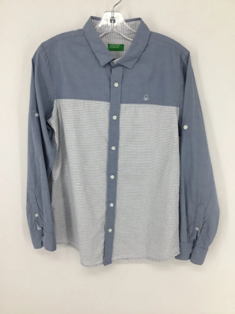 Benetton Child Size 10 Blue Stripe Shirt - boys