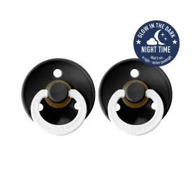 BIBS Colour GLOW Pacifier 2 Pack - Black