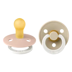 BIBS Colour GLOW Pacifier 2 Pack - Blush/Vanilla