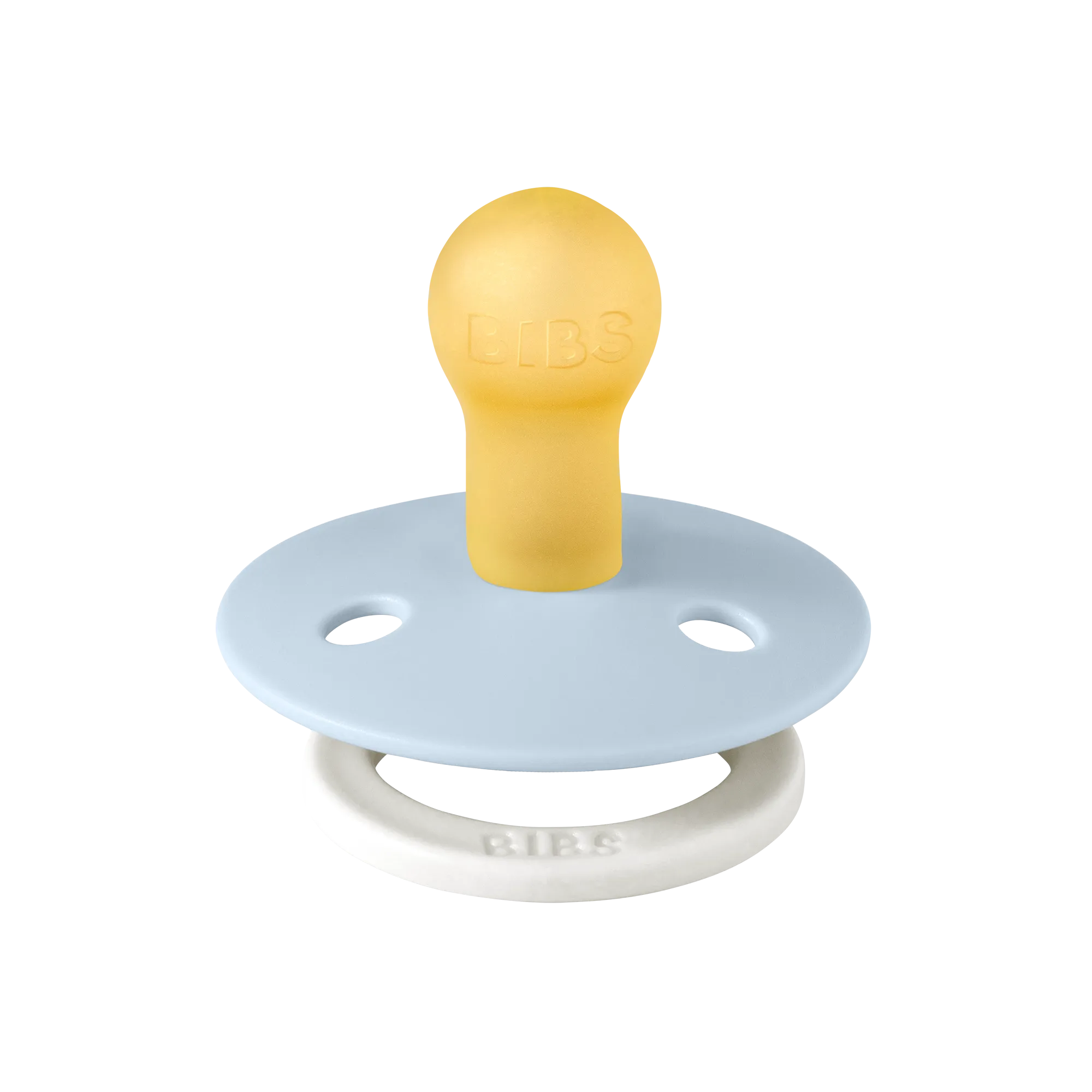 BIBS Colour GLOW Pacifier 2 Pack - Iron/Baby Blue