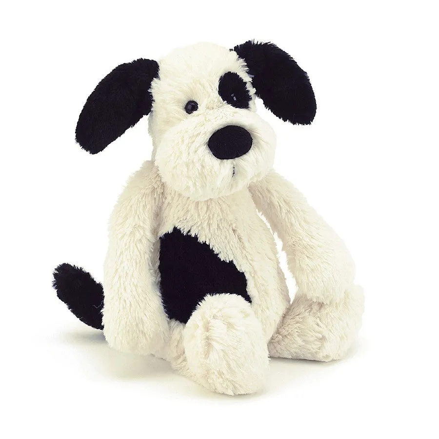 Black & Cream Bashful Puppy Jellycat, Medium