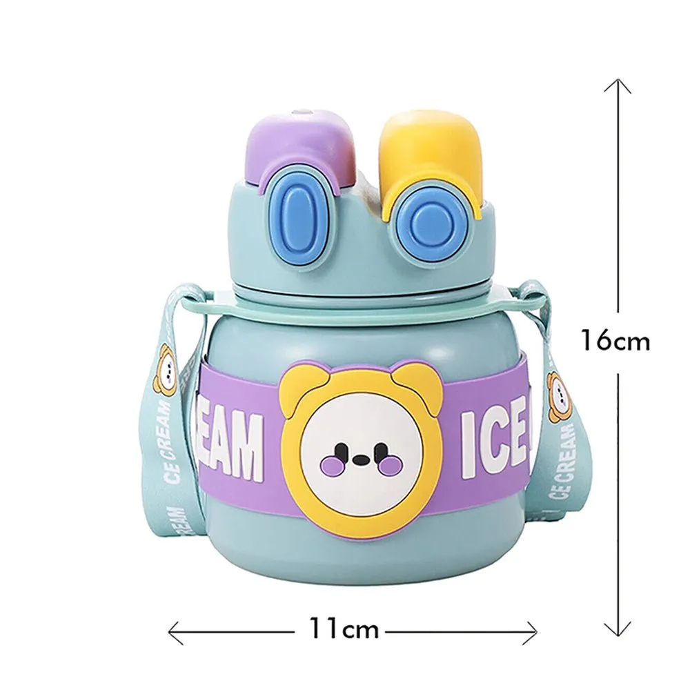 Blue 2 way Lid Style Icecream Theme Kids Water Bottle, 850ml