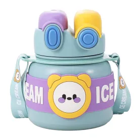 Blue 2 way Lid Style Icecream Theme Kids Water Bottle, 850ml