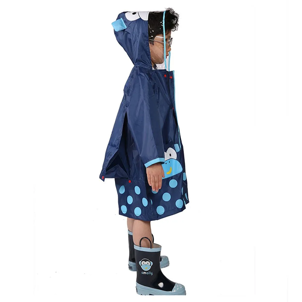 Blue Monkey Knee Length Raincoat for Kids