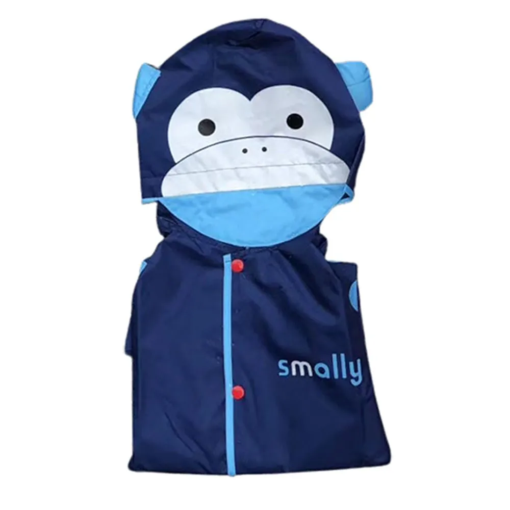 Blue Monkey Knee Length Raincoat for Kids