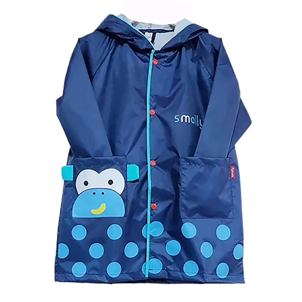 Blue Monkey Knee Length Raincoat for Kids