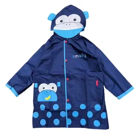 Blue Monkey Knee Length Raincoat for Kids