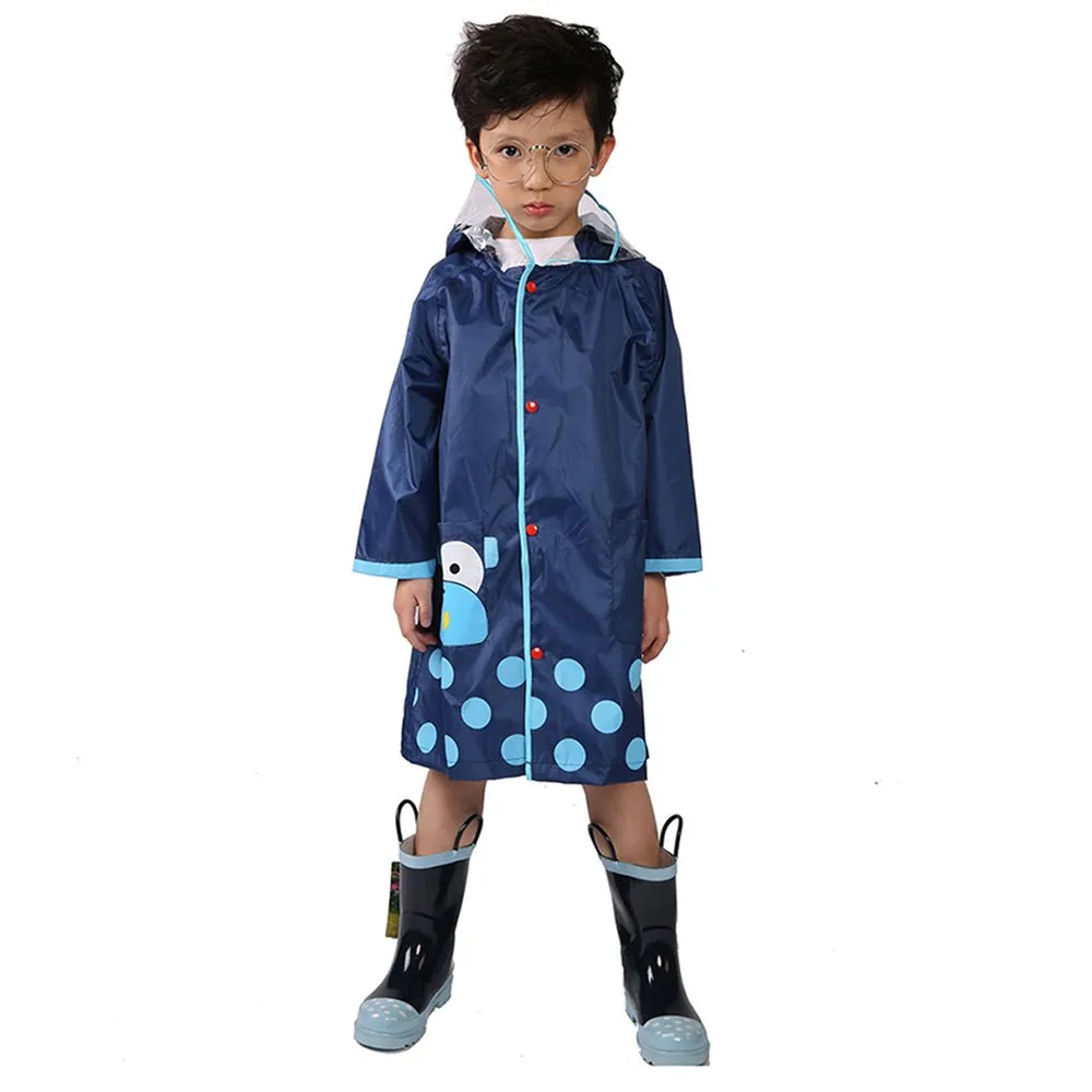 Blue Monkey Knee Length Raincoat for Kids
