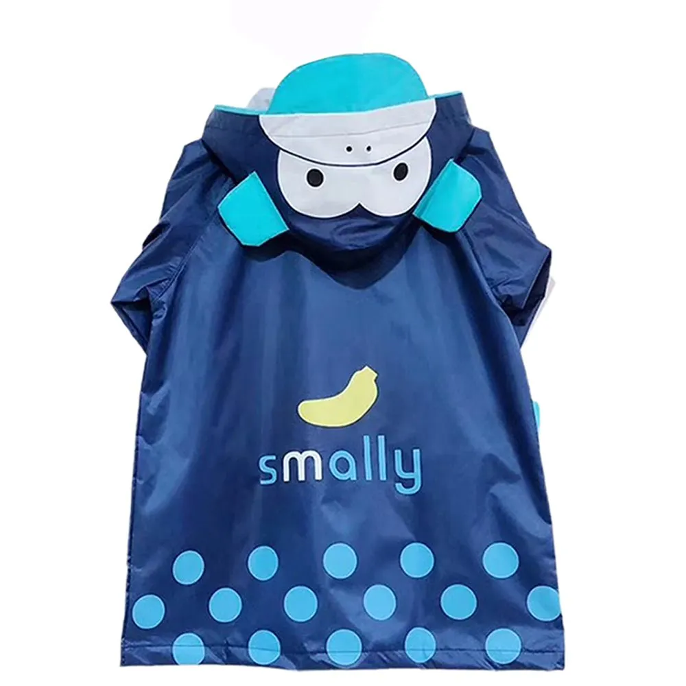Blue Monkey Knee Length Raincoat for Kids