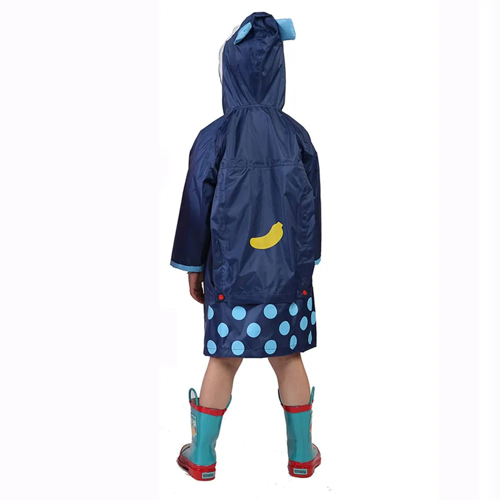 Blue Monkey Knee Length Raincoat for Kids