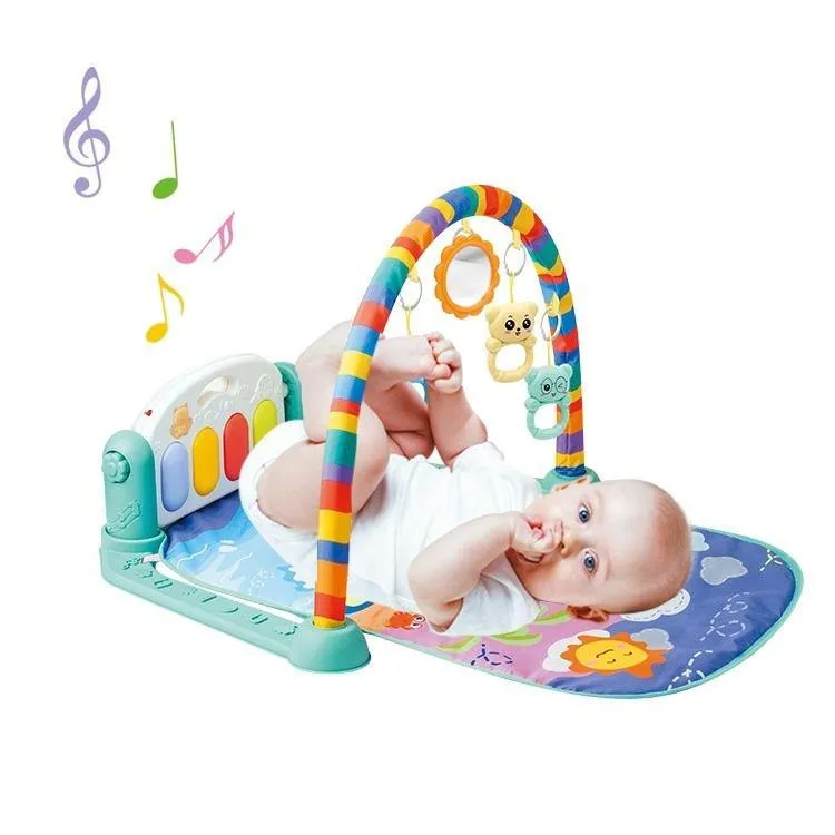 Blue Play Mat - Musical Animal Beach Party for Little Maestro