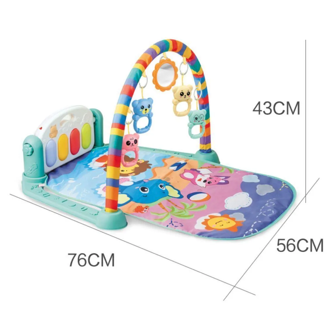 Blue Play Mat - Musical Animal Beach Party for Little Maestro