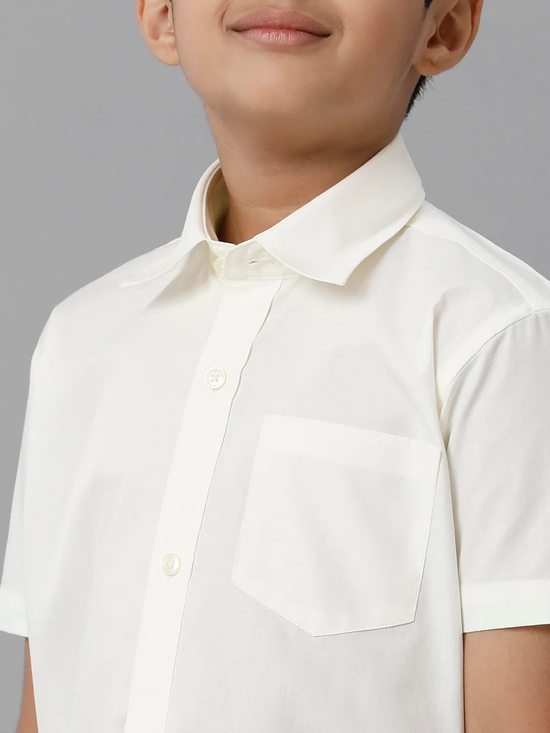 Boys Cotton Cream Half Sleeve Shirt with Dhoti Set