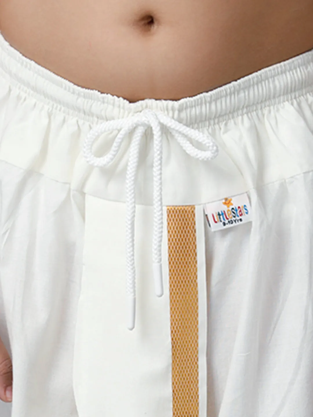 Boys Cotton White Elastic Panchakacham Towel Combo