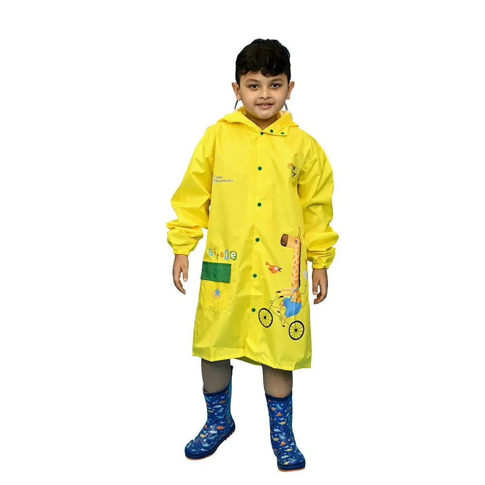 Bright Yellow Giraffe Print Raincoat for Kids and Toddlers