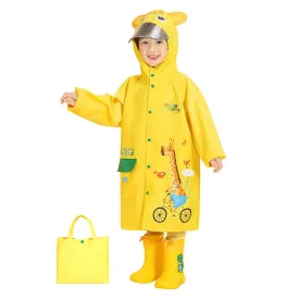 Bright Yellow Giraffe Print Raincoat for Kids and Toddlers