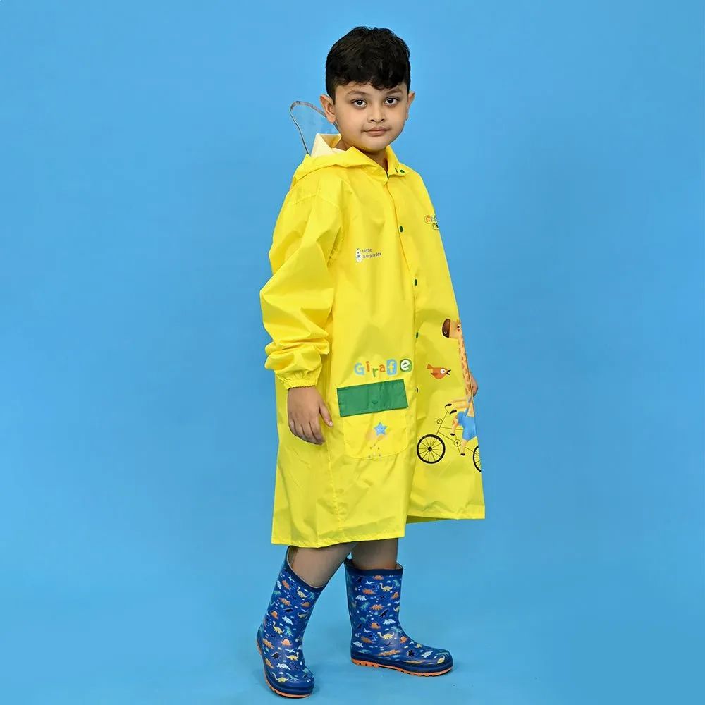 Bright Yellow Giraffe Print Raincoat for Kids and Toddlers