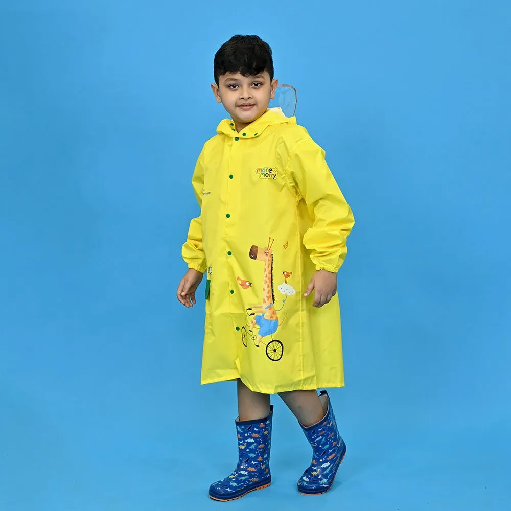 Bright Yellow Giraffe Print Raincoat for Kids and Toddlers