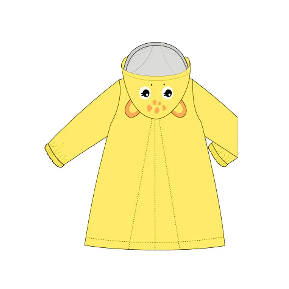 Bright Yellow Giraffe Print Raincoat for Kids and Toddlers