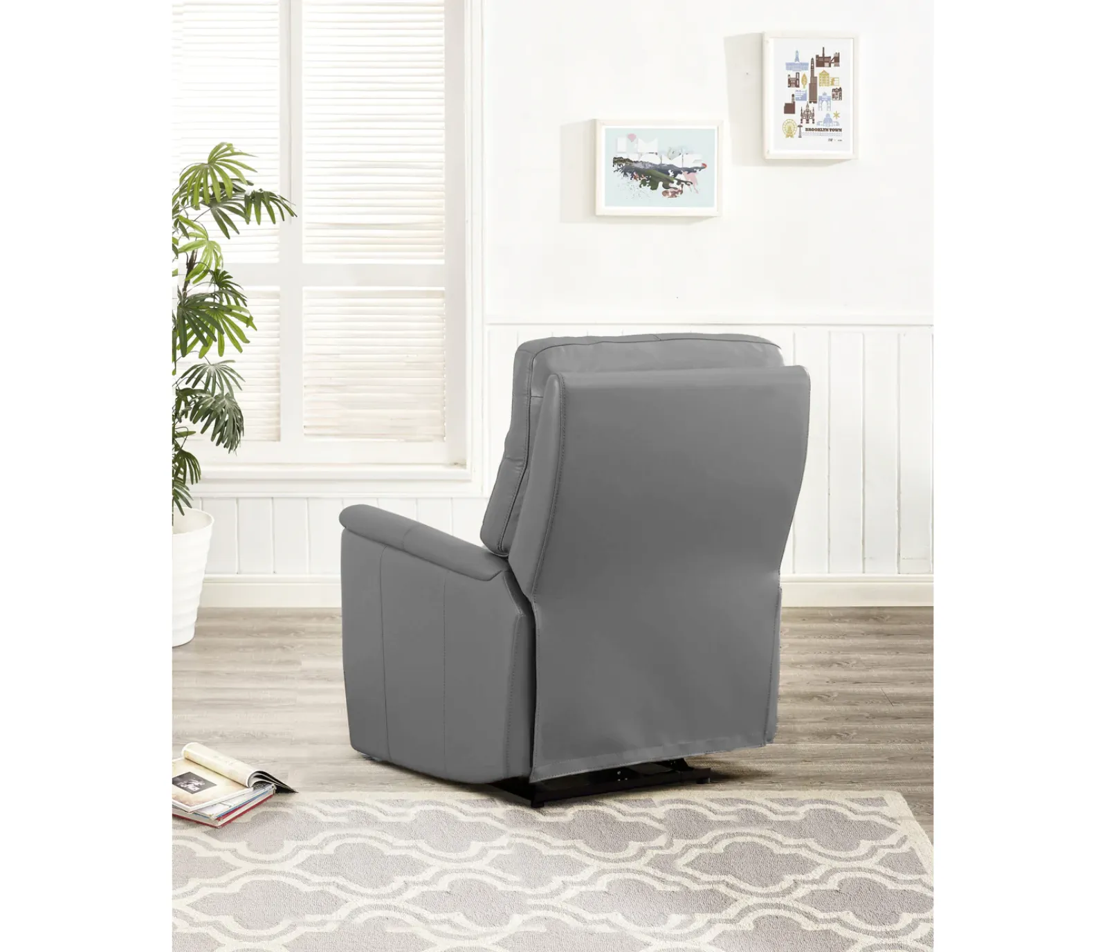 Carson Chair - Power Reclining w/ Power Headrest - Silver Grey Leather