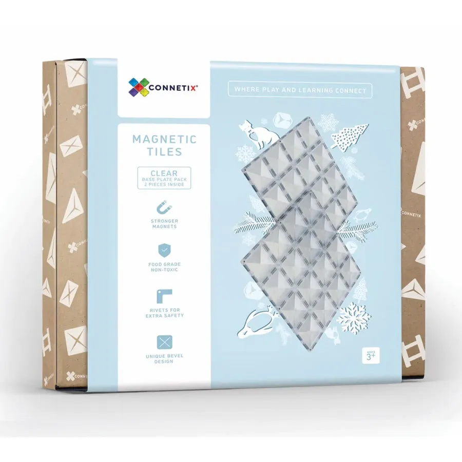 Connetix Tiles - 2 Piece Base Plate Set | Clear