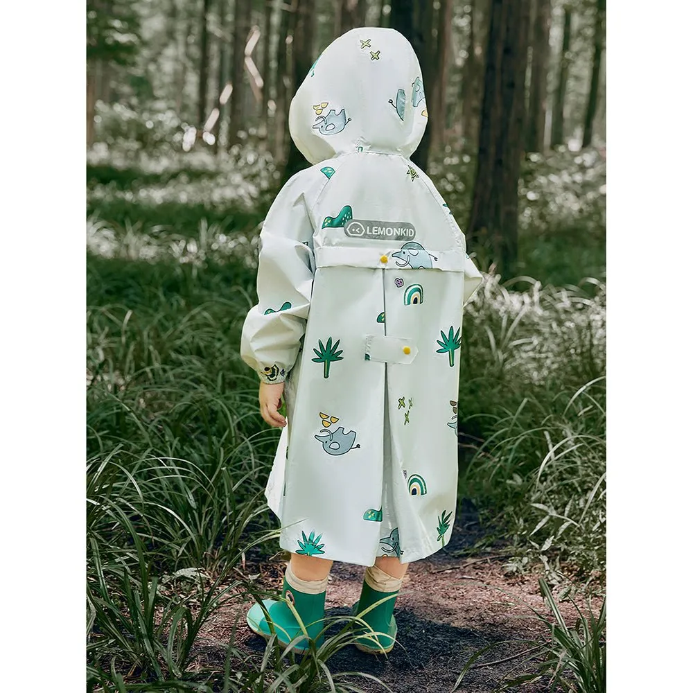 Cream Self Print Woodland Elle Raincoat for Kids